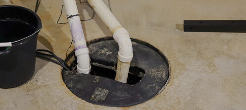Sump pump in the basement of a Central WI home