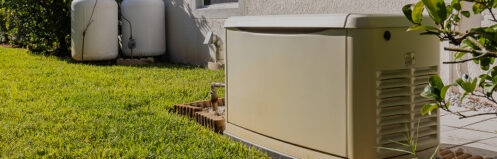Whole-home generator in the yard of a Central Wisconsin residence