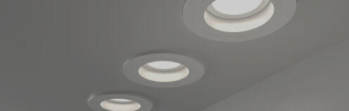 Row of LED circular lights in a Central Wisconsin home